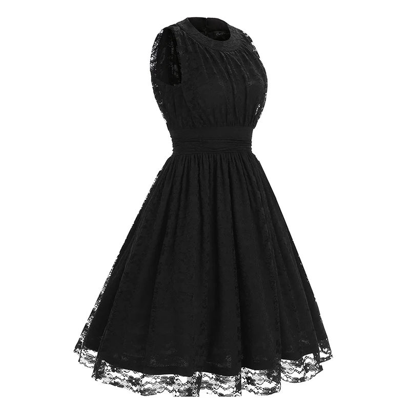 Kostlich Lace Retro Women Summer Dress 2017 O-Neck Sleeveless Big Swing 60s Vintage Dress Elegant Evening Party Dresses Sundress (4)