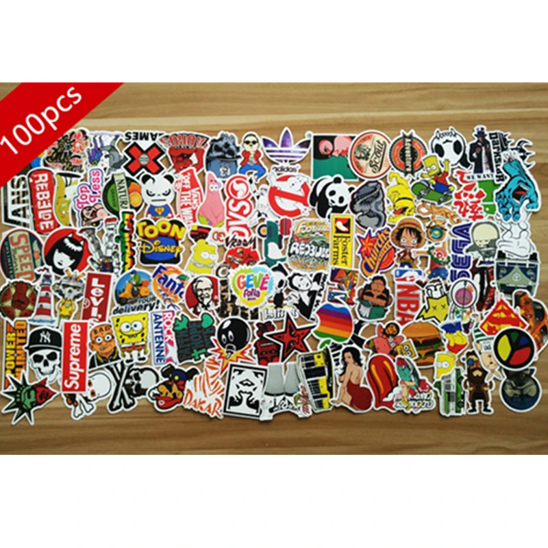

100pcs Random Waterproof Stickers Animal Super Hero Bomb Sticker For Skateboard Laptop Car Luggage Notebook Guitar Toy Gift