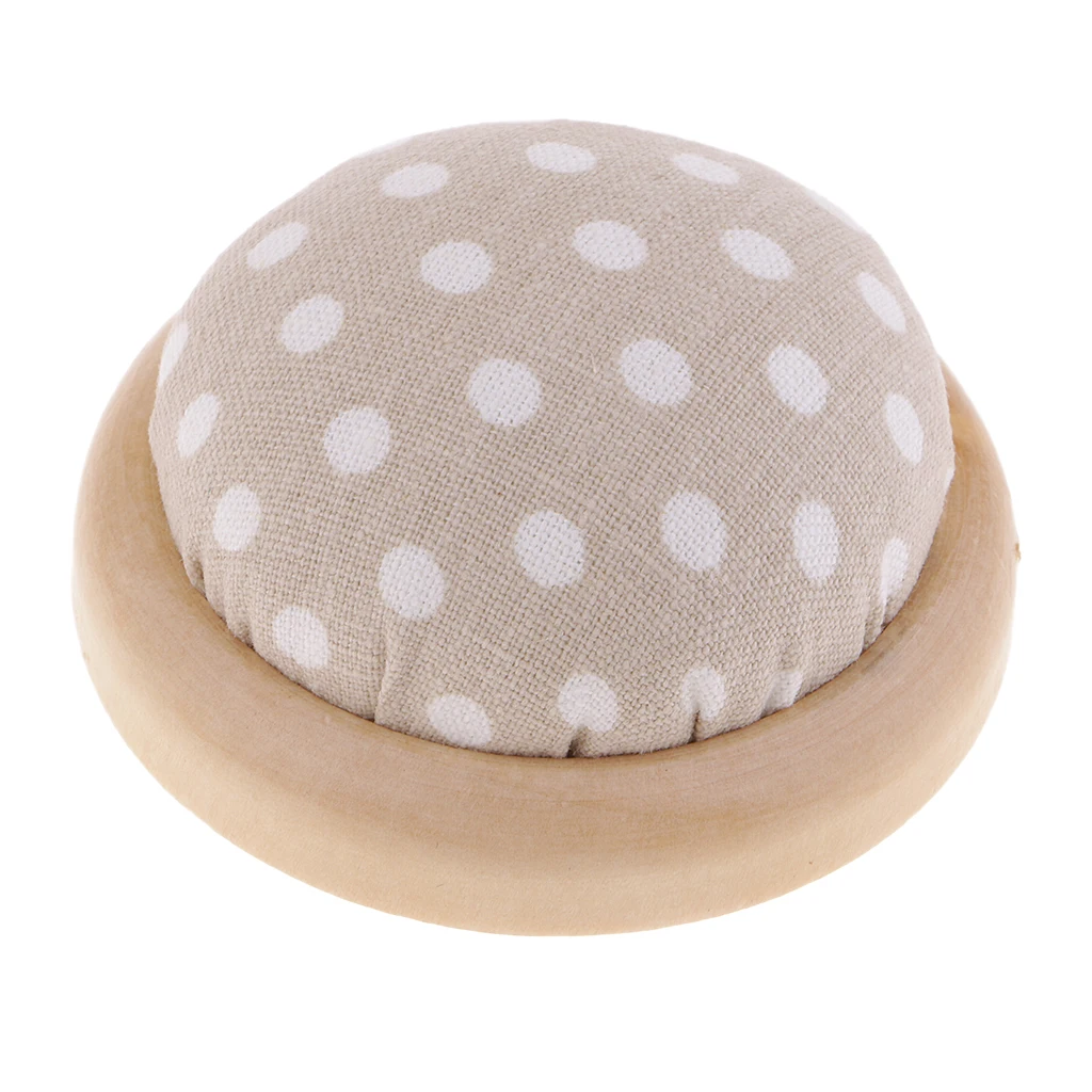 Cotton Fabric, Wooden Base, Needle Holder Pin Cushion DIY Embroidery Crafts Tool Sewing Accessories