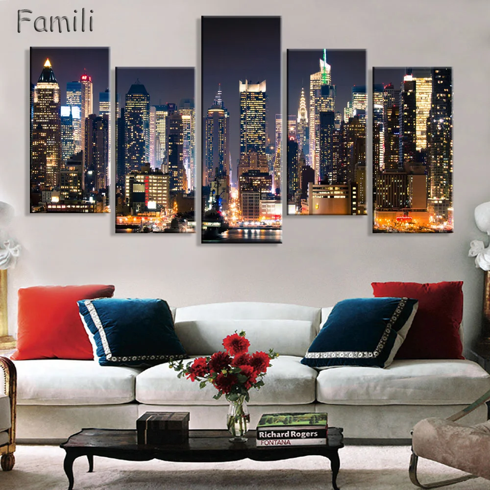 Buy 5Panels Wall Art Painting New York Manhattan
