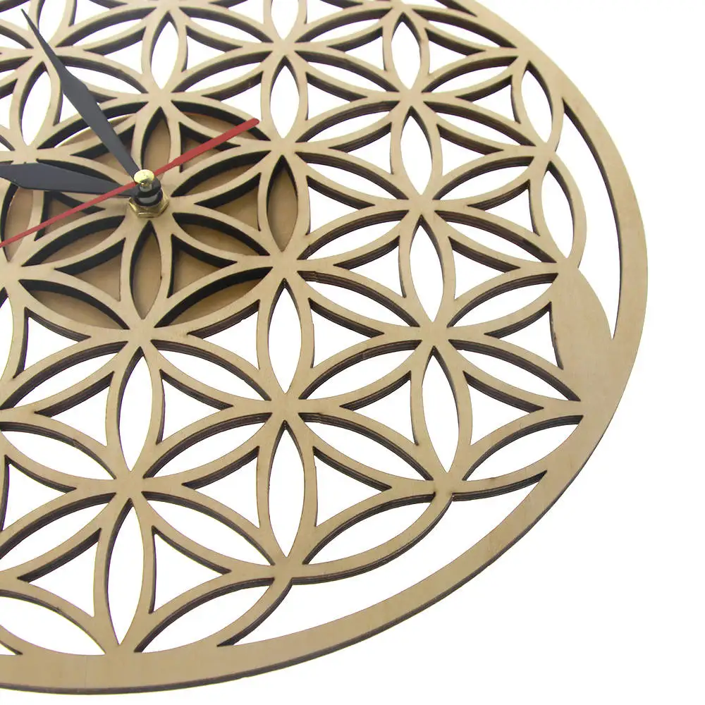 Цветок жизни пересекающиеся кольца геометрические деревянные настенные часы Сакральная Геометрия лазерная резка часы новоселье подарок декор комнаты