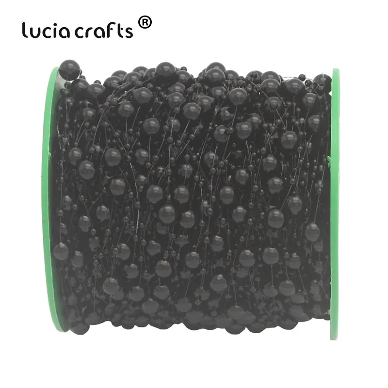 Lucia crafts 60 м/рулон смешанный 3/8 мм искусственный цепочка с жемчужными бусинами гирлянды искусственные цветы для свадьбы свадебный букет цветы C0613 - Цвет: C13 Black