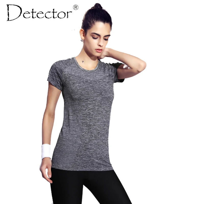 Detector Women Sports Tees Dry Quick Elastic Compression Gym T Shirt 