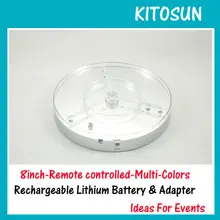 Перезаряжаемые Батарея работает Дистанционное управление 8-rgb свет База Свадебные украшения хрустальные светильники