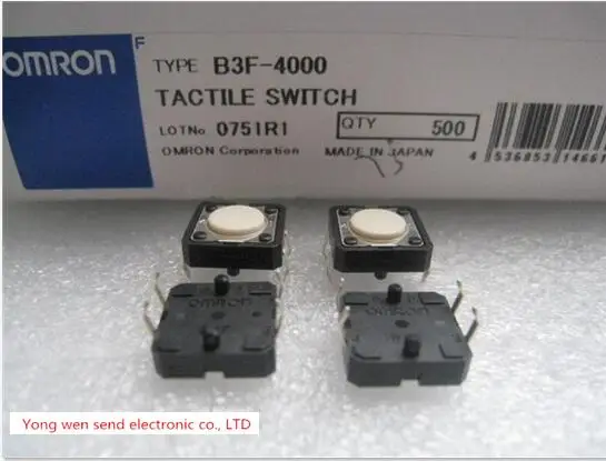 

NEW OMRON B3F-4000 B3F4000 1.27N Micro light touch switch button Key switch DIP4 Free shipping