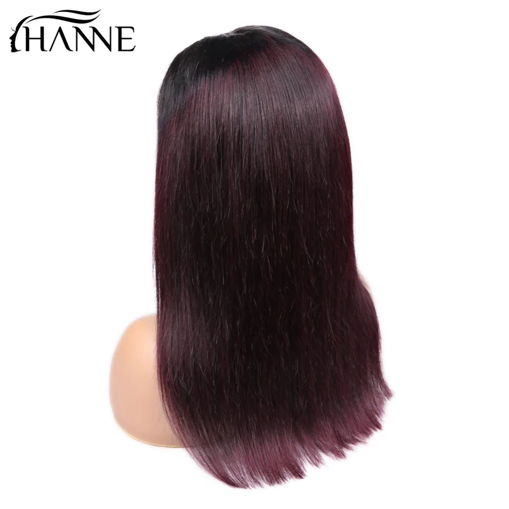 HANNE 4*4 Lace Closure Wigs 1B/#99J Color Ombre Human Hair Wigs With Baby Hair Straight 150% Density Brazilian Hair Wig in Stock