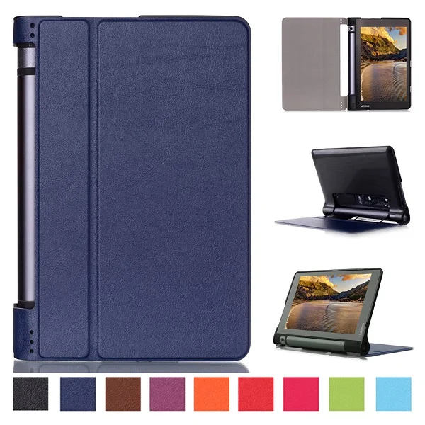 Ультра тонкий смарт-чехол из полиуретановой кожи чехол-подставка чехол для lenovo Yoga tab 3 " 850F tablet+ пленка+ Бесплатный стилус - Цвет: LV YOGA3 850 KST DBU