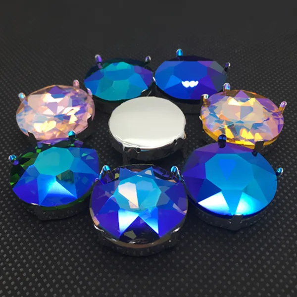 

Many Color AB Sew-on BaoShiHua Glass Crystal, 27mm Round BaoShiHua Stone in claw setting