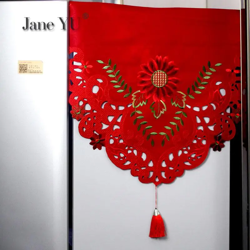 

Refrigerator Cover Cloth Dustproof Cloth Single Door Double Door Freezer Cloth Dustproof Cloth Cover Festival Red Embroidery