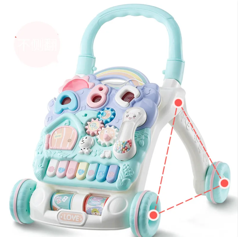 

Remote Control Multifunction Folding Adjustable Baby Step Hand push Walker Baby Walking Assistant with Music Box For 7-18M Baby