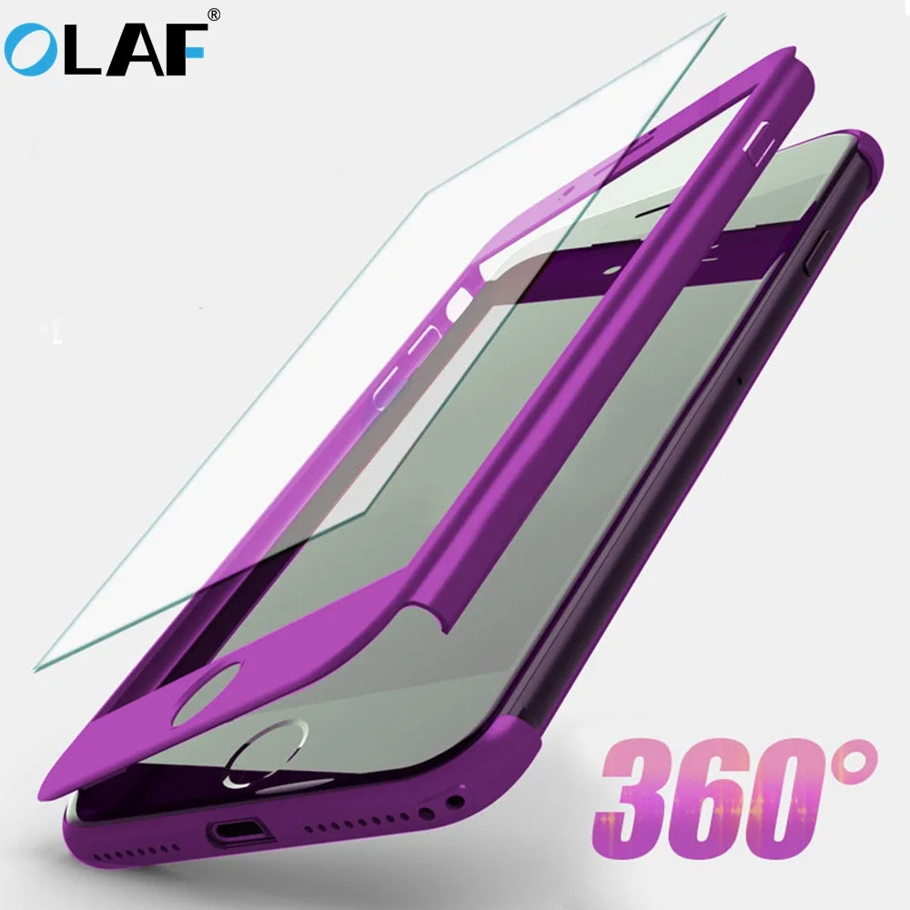 

Olaf 360 Full Protective Ultrathin Phone Case Cover For iPhone 6 7 8 X Phone Cover For iPhone 6/6s/7/8 Plus With Tempered Glass