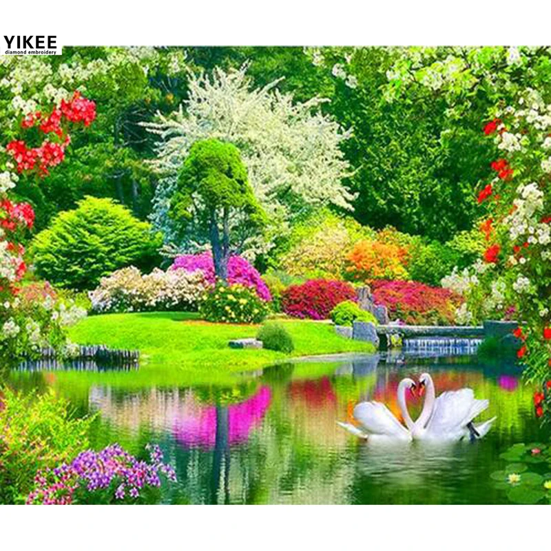 

diamondpainting,diamond mosaic landscape,diamond embroidery swan