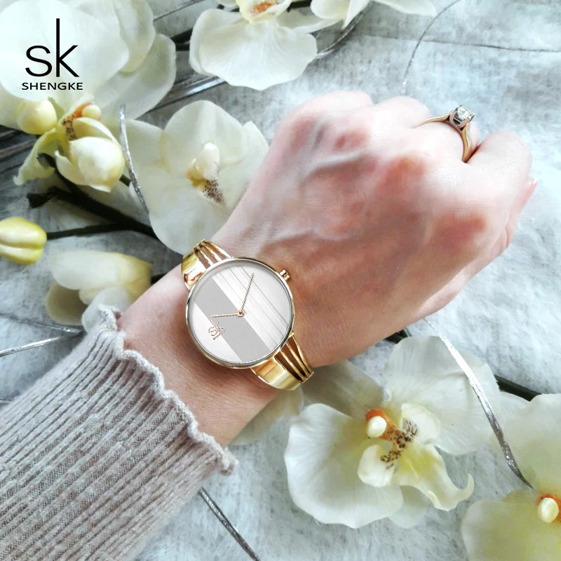 Shengke Creative Quartz Watch Women Luxury Gold Bracelet Watches Ladies Wristwatch Reloj Mujer 2019 Valentine's Day Gift #K0062