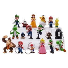 Buy 18pcs Cute Super Mario Bros PVC Action Figure Toys Mario Luigi Mushroom Toad Princess Peach Keychain Model Doll Toys Free Shipping