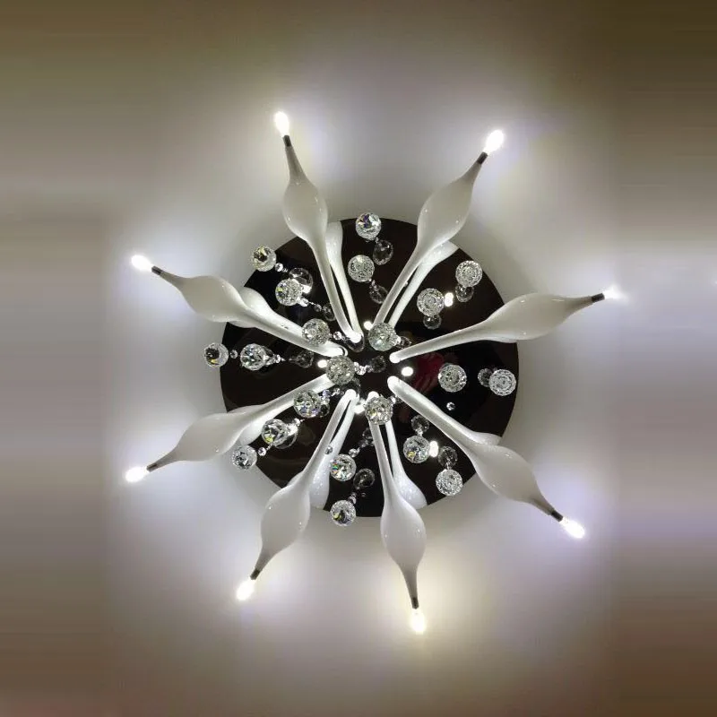Роскошный Европейский белый стеклянный лебединый головной Хрустальный потолочный светильник для гостиной современный ресторан для бальных танцев потолочный светильник