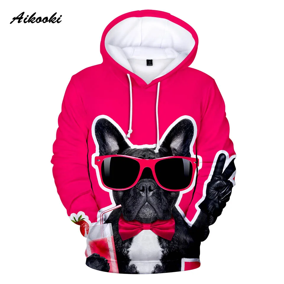 Aikooki/французские толстовки "Бульдог", Мужская модная Повседневная зимняя толстовка с 3D принтом в виде милой собаки, фирменный дизайн, женские толстовки с капюшоном