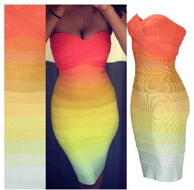 ombre bandage dress