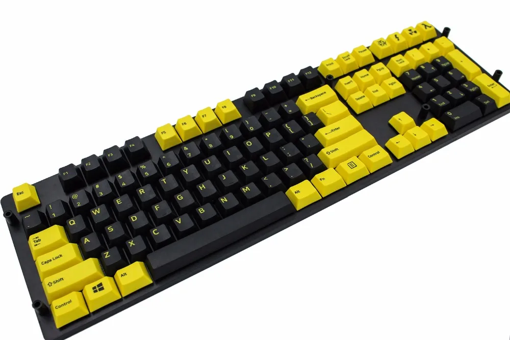 

MP Cherry Profile English Version Dye-Sublimated Yellow&black Keycap 108 Keys PBT Keycap for Mechanical Keyboard