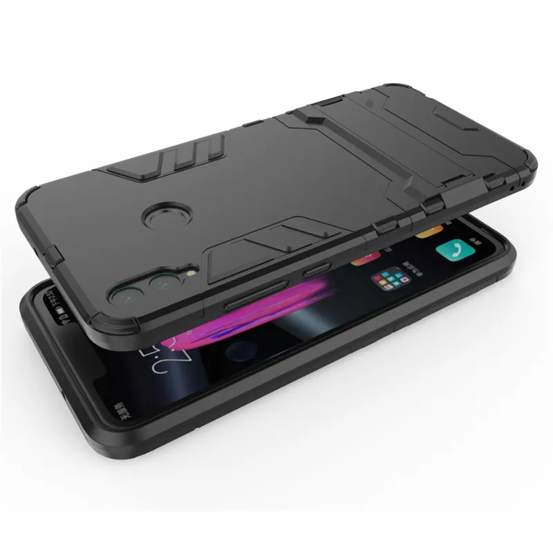 

Soft Silicon + PC Hard Armor Iron Man Fitted Case For Huawei Honor 8X Phone Anti-knock Back Cover With Stand