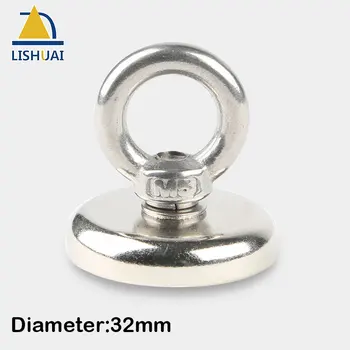 

LISHUAI 1PC D32 Strong Circular Neodymium Recovery Magnet/Deep Sea Salvage Round Magnet/Treasure Hunting Tool/Coin Picking