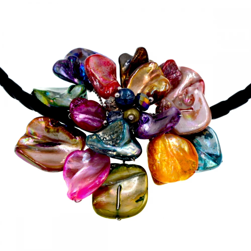 

2017 New Arrival Fashion Jewelry Classic mop jewelry handmade multicolor shell flower pendant necklace women Hot selling