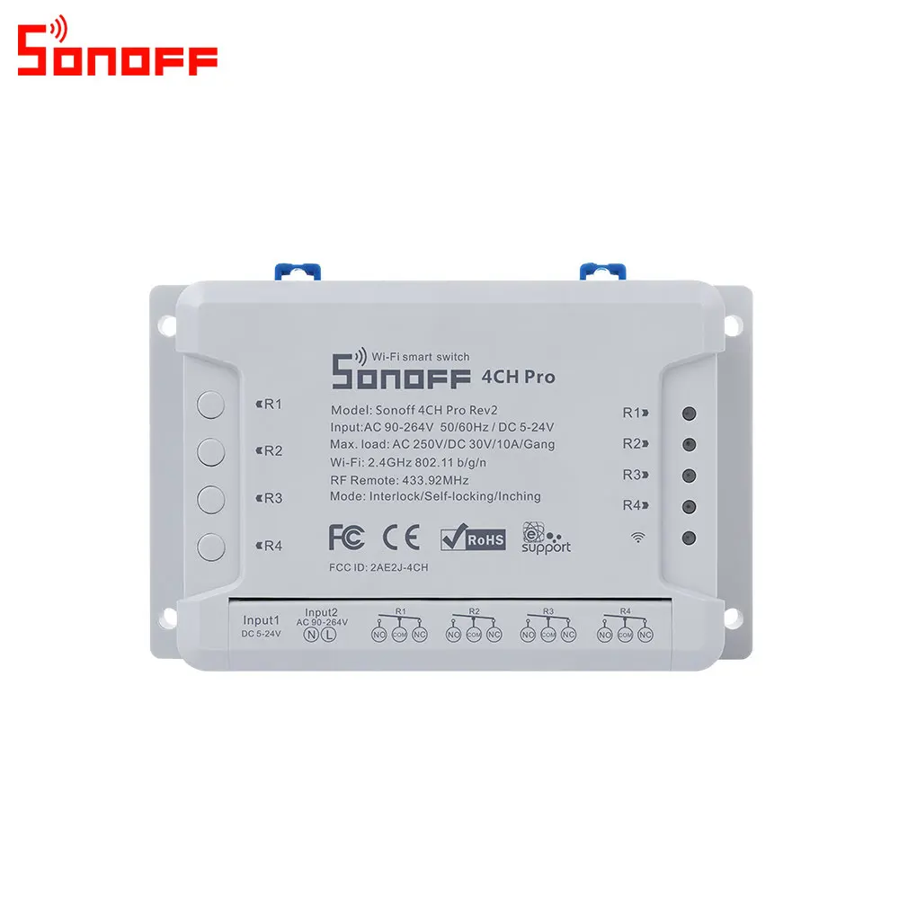 Itead Sonoff 4CH Pro R2 Wifi переключатель 4 канальный встроенный самоблокирующийся