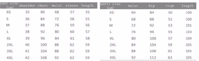 Unit Clothing Size Chart