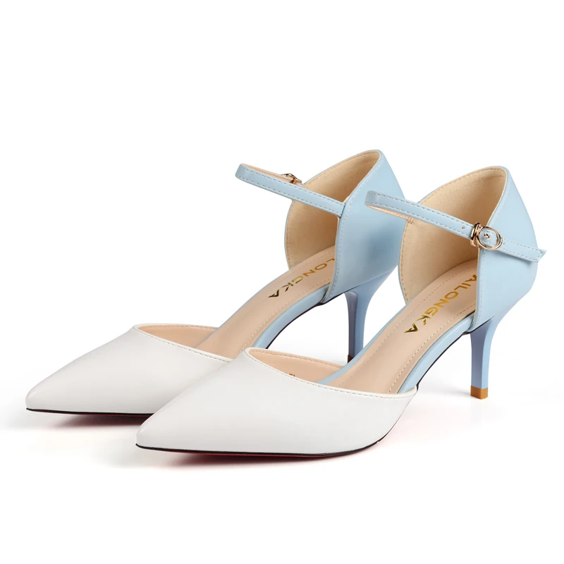 Femmes Cuir Véritable Talons Cheville Chaussures 392 Rivets 2018 1 blanc Pointu Rose Bout Hauts Rouge Pompes En Bas Mode dcqp7