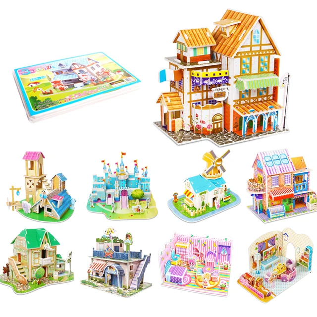Children DIY 3D Assembled House Toy Manual House Simulation  Villa Puzzle Castle Building Fun Puzzle Foam Board For Kids Gift 1