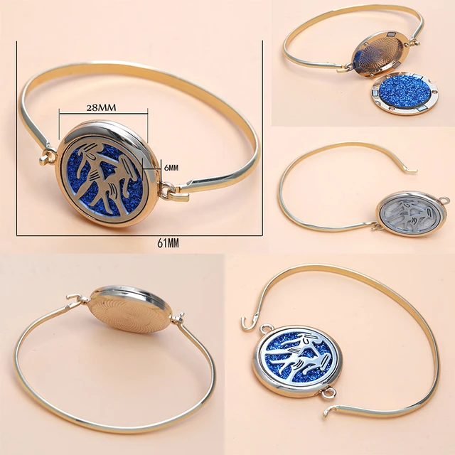 Bracelet d'aromathérapie doré en acier inoxydable, 12 constellations, diffuseur  d'huiles essentielles, parfum, médaillons, bijoux, cadeau, nouveau -  AliExpress