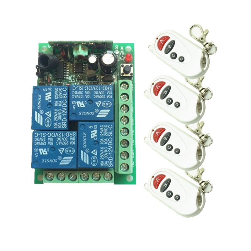 

DC 12V 24V Relay Wireless Remote Control Switch System Learning Normally Open/Closed