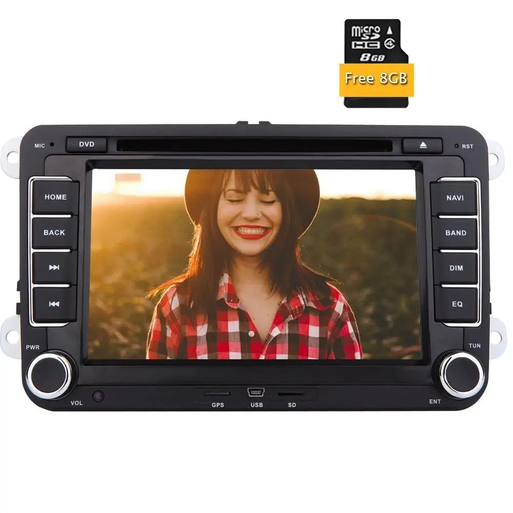 

7" Double Din Car Radio Stereo DVD Player for VW GPS/Bluetooth Autoradio/Steering Wheel Control/USB SD/Cam-In+Free 8GB Map Card