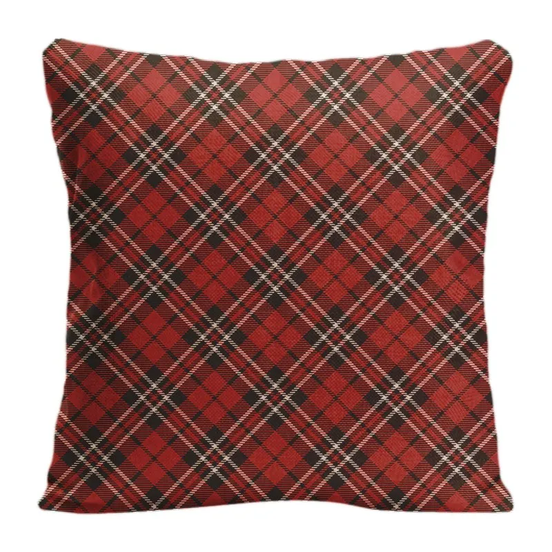 Cotton Linen Beautiful Red plaid Throw Pillow Case Decorative Cushion