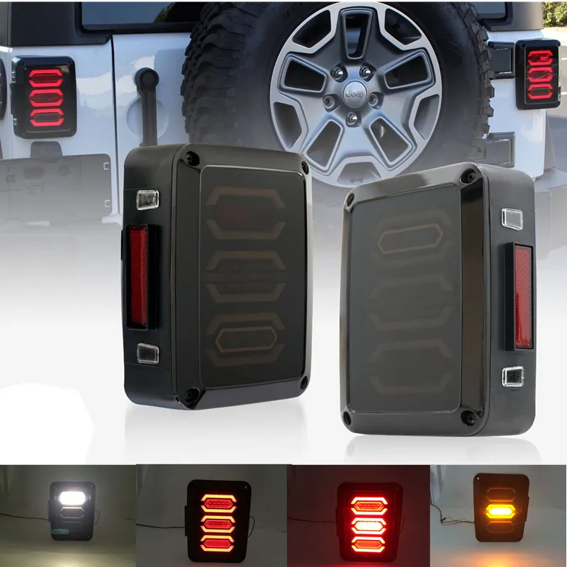 

Pair LED Reverse Brake Tail Lights With EU/US Standard Plugs Car Light Replacement Light For 07-16 For JEEP JK WRANGLER Rubicon