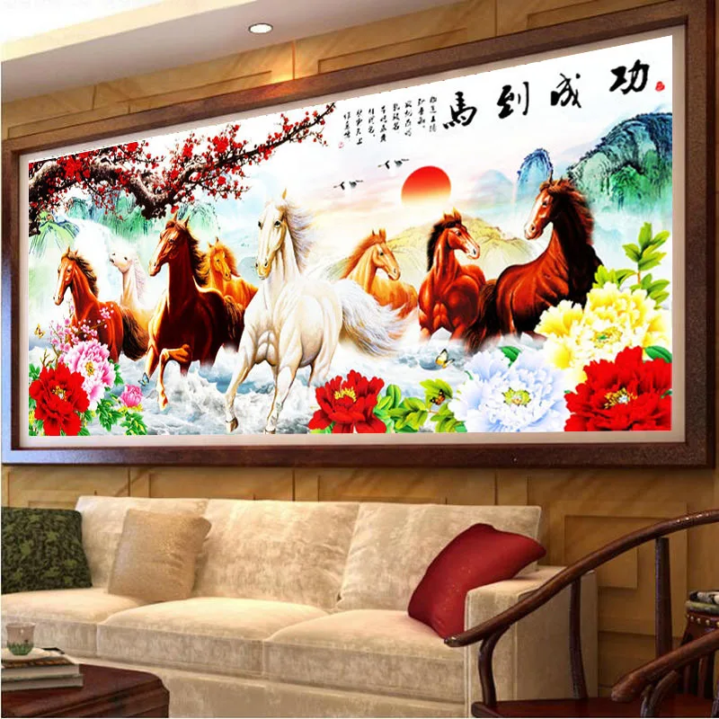 

Horse Flower Needlework DIY Cross Stitch Sets Embroidery Painting Chinese Painting Cotton Thread Home Counted Cross-Stitching