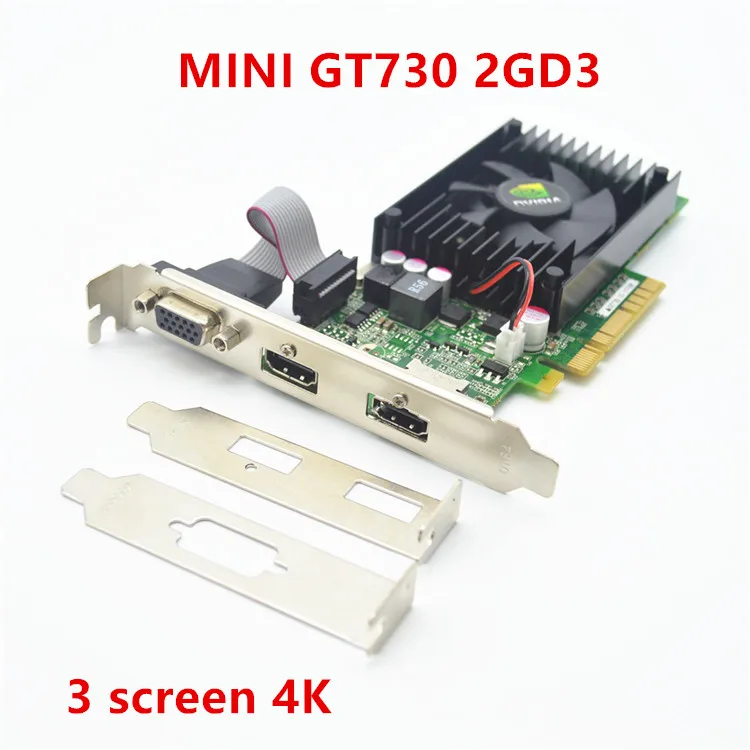 GT730 2GD3 3 экран видеокарта 2* HDMI видеокарта 4 к половина высоты HD нож карта мульти-экран графическая карта VGA HDMI