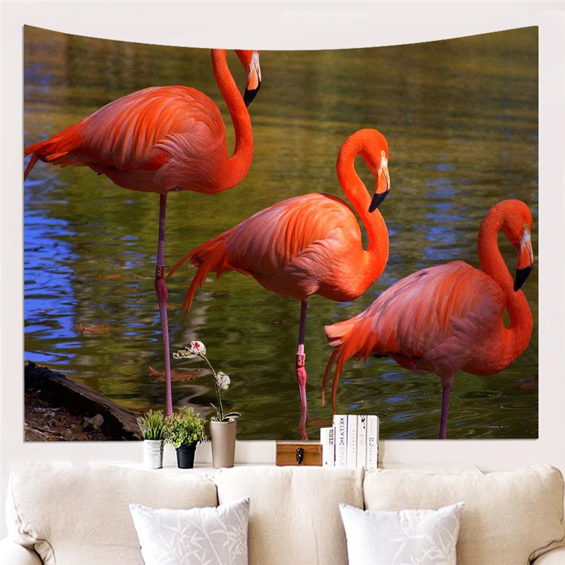 Us 11 75 Flamingo Series Home Textile Decorative Tapestries Ceiling Wall Hanging Tapestry Polyester Fabric Wall Cloth Printed Paintings In Tapestry