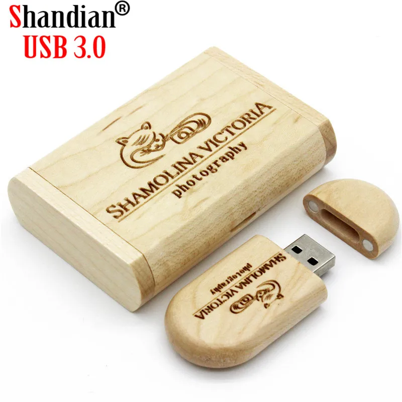 SHANDIAN Высокоскоростной usb 3,0 Логотип Деревянный+ коробка персональный логотип печать Ручка-накопитель 8 ГБ 16 ГБ 32 ГБ usb флеш-накопитель Флешка U диск