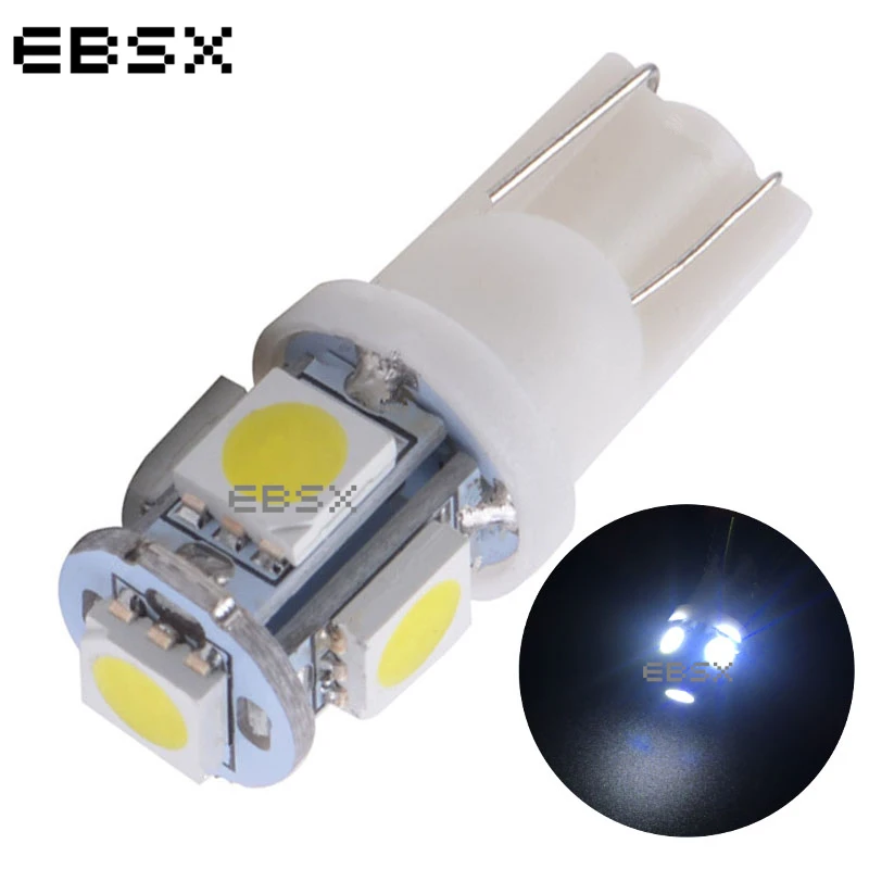 EBSX 100 шт. T10 5050 12В W5W LED Car 5 SMD 194 168 автомобильная автоматическая лампа для чтения