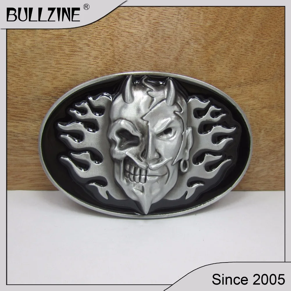 

The Bullzine wholesale Wild beast skull belt buckle with pewter finish FP-02966-1 suitable for 4cm width belt