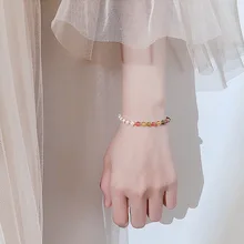 Браслет из стерлингового серебра 925 пробы, модный, темпераментный, натуральный турмалин, жемчуг, гранат, браслет, простой, дикий, женский, серебряный, ручная бижутерия