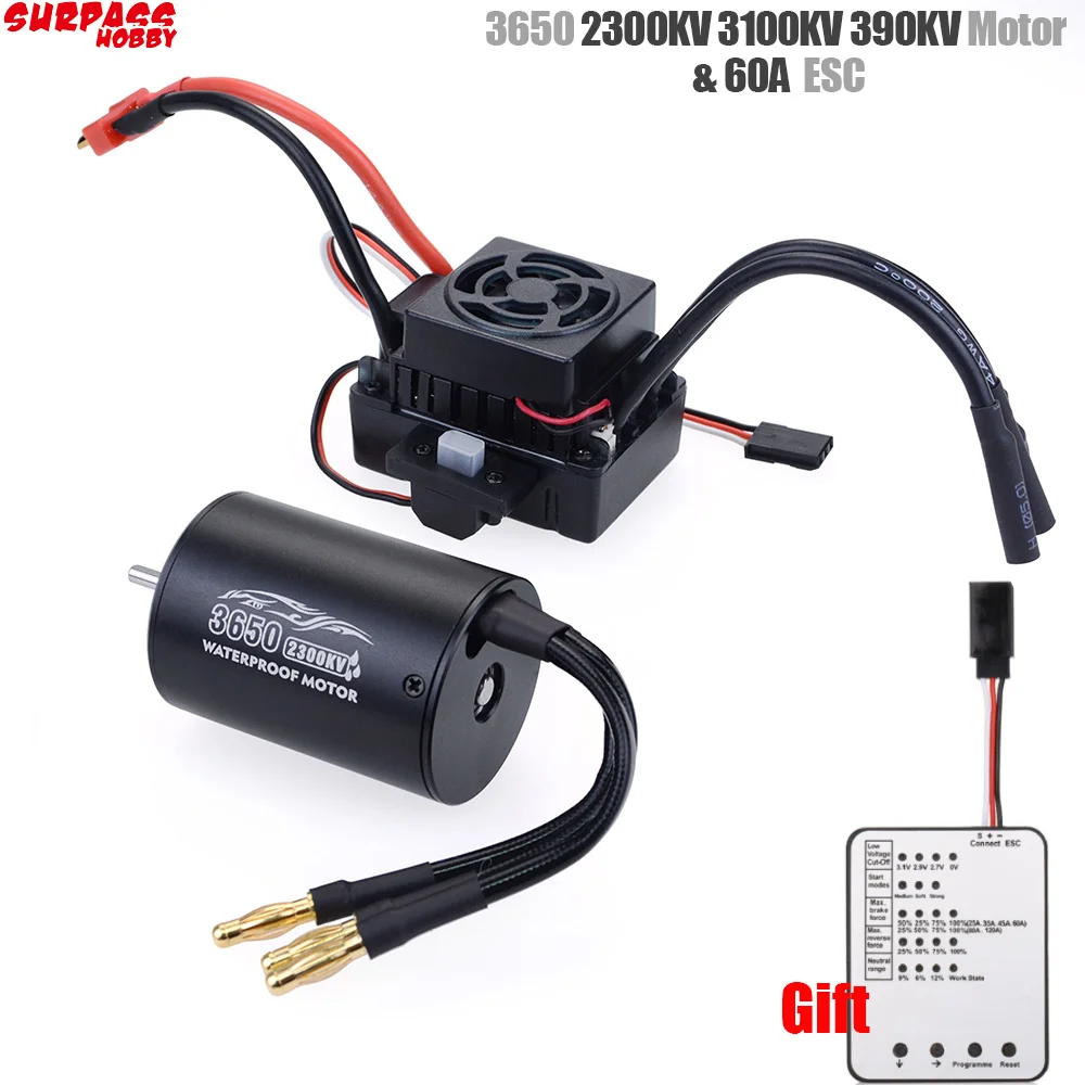 Surpass Hobby водонепроницаемый 3650 2300KV 3100KV 3900KV бесщеточный двигатель с 60A ESC w/комбо карт