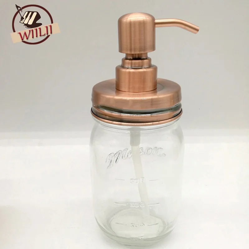 

Bathroom Kitchen Soap Dispenser With 16 Ounce Ball Mason Jar Made From Rust Proof Stainless Steel Suitable For Soap Lotion