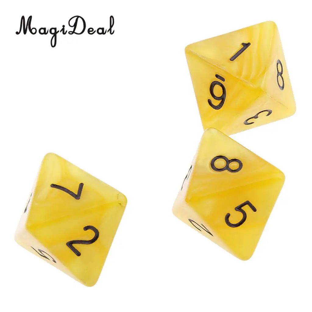 MagiDeal 10Pcs/Lot 8 Sided Acrylic Dice D8 Polyhedral Dice for Party Table Games Dungeons Dragons MTG RPG.Education School Apply