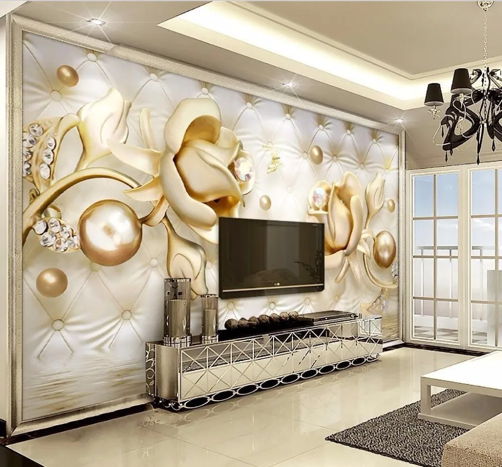 Beibehang personalizado foto papel de parede grande fresco 3d flores luxo 3d jóias tv fundo da parede 3d 19 HTB1NsrQdvnW1eJjSZFqq6y8sVXa3