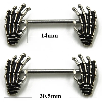 1 пара 316L хирургическая сталь Штанга пирсинг Череп Якорь крыло рука ниппель щит кольцо Бар ювелирные изделия для тела - Окраска металла: Светло-желтый цвет