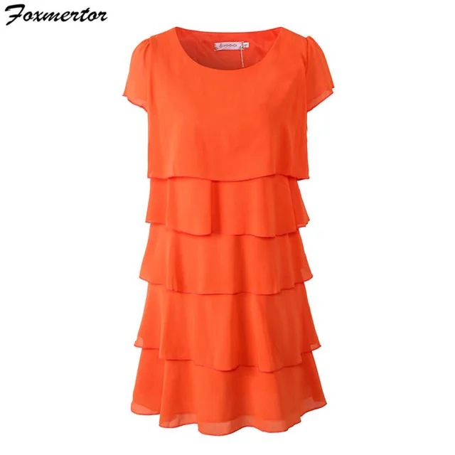 Vestidos de fiesta, женское платье, плюс размер, 5XL, высокое качество, элегантные женские вечерние платья, коктейльное платье с оборками, свободное летнее шифоновое платье - Цвет: Orange