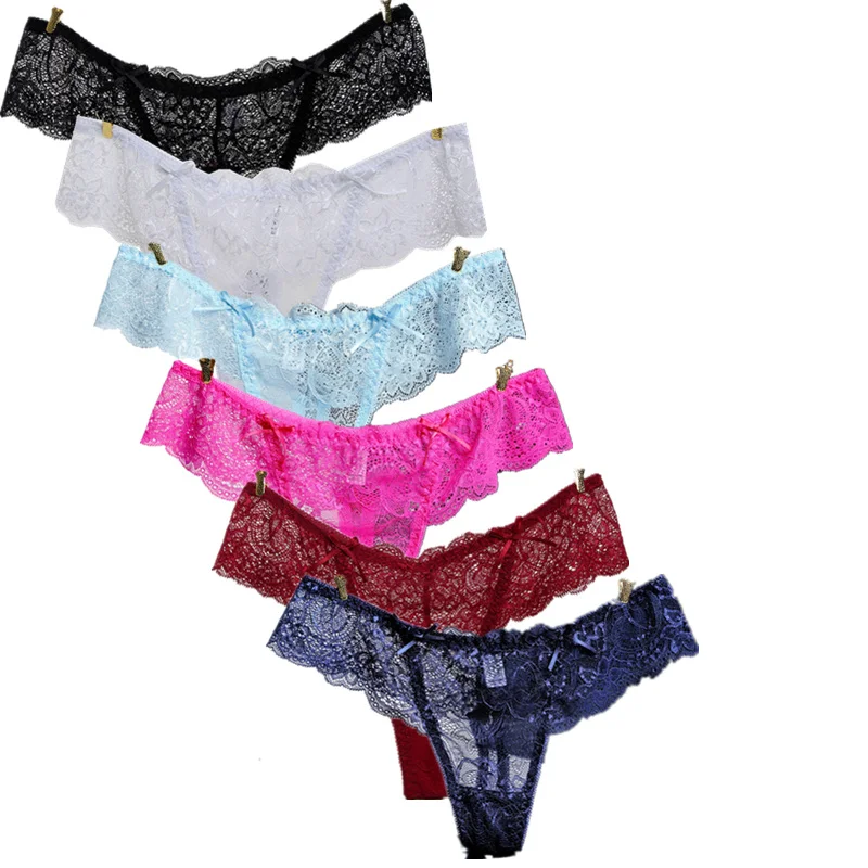 Sexy Women G String Fashion Full Lace Transparent Thongs T Back Pants