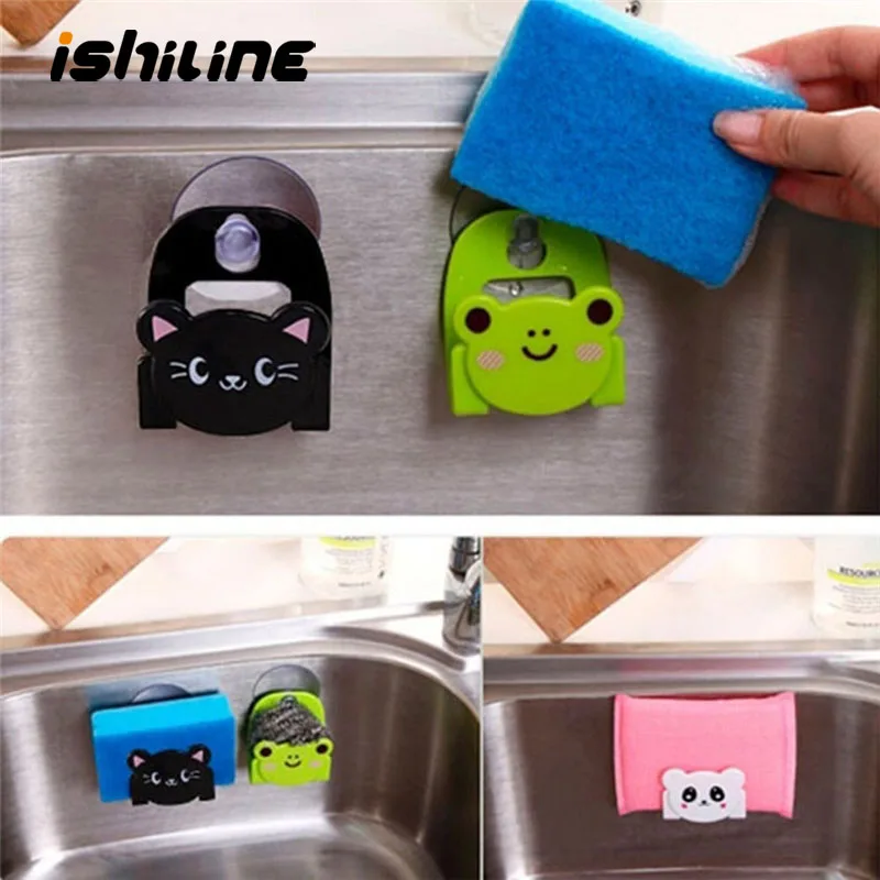 

Cartoon Dish Cloth Sponge Holder With Suction Cup Home Decor Dinning Room Kitchen Accessories Organizer