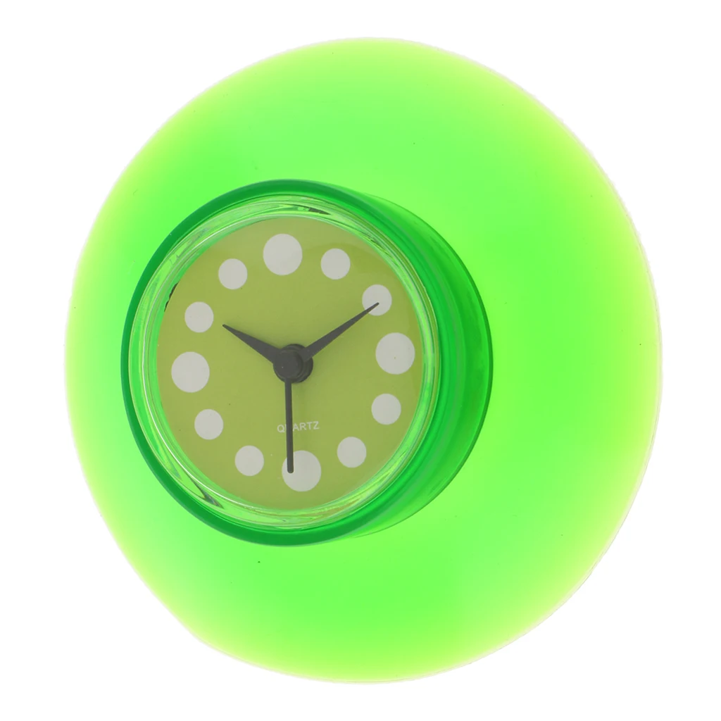 Mini Size Portable Waterproof Silicone Bathroom Kitchen Shower Suction Wall Clock Battery Operated Clock
